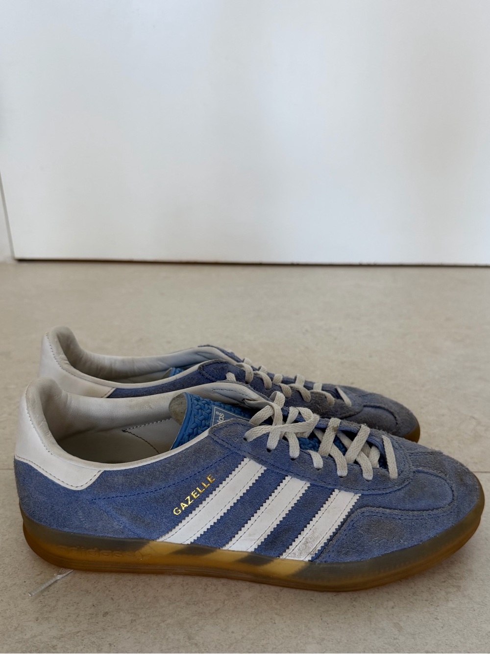 adidas Gazelle Suede Sneakers in Light Blue with White Stripes